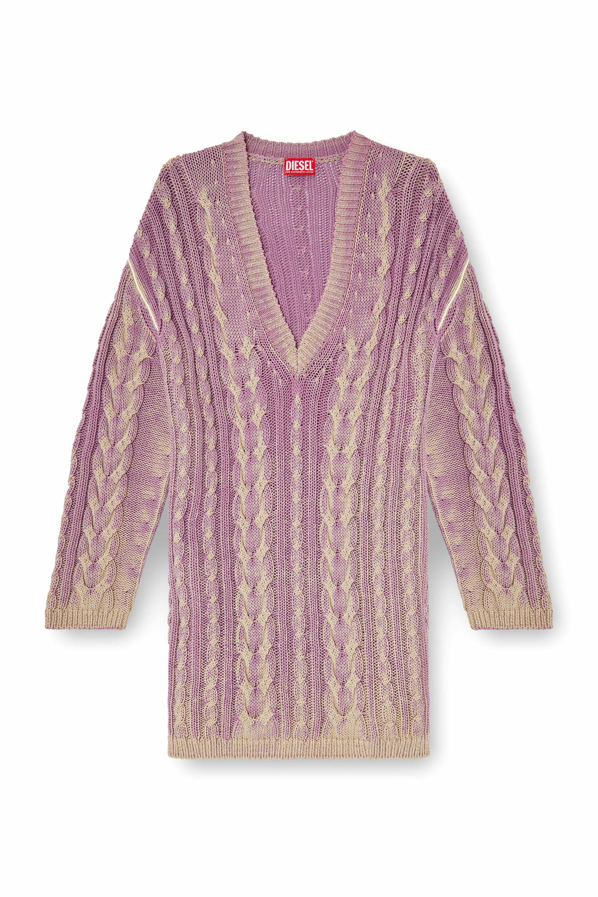 Diesel Short sweater dress in cable knit - Dresses Womens in Violet