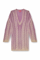 Diesel Short sweater dress in cable knit - Dresses Womens in Violet