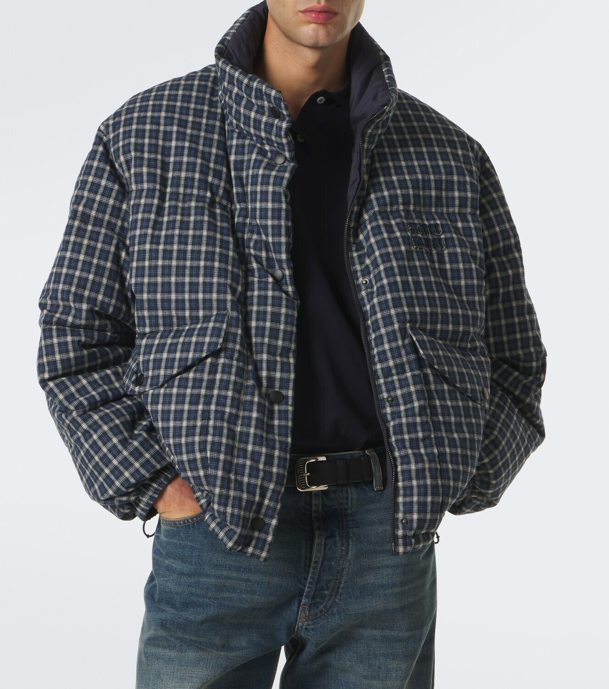 Miu Miu Reversible cotton flannel down jacket