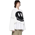 Raf Simons White Oversized Wool Smiley Crewneck Sweater