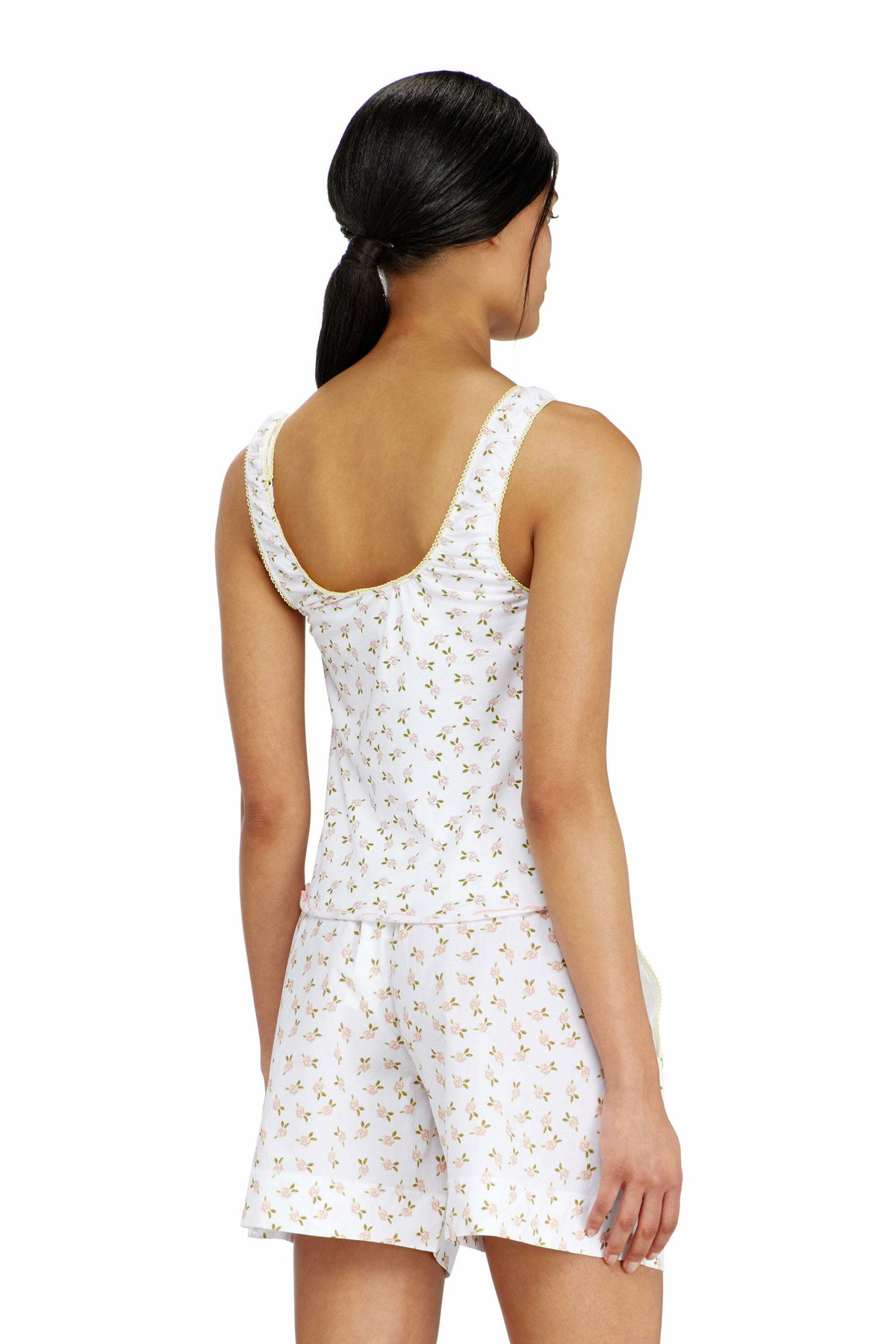 Diesel Stretch cotton top with floral print - Tops Womens in White