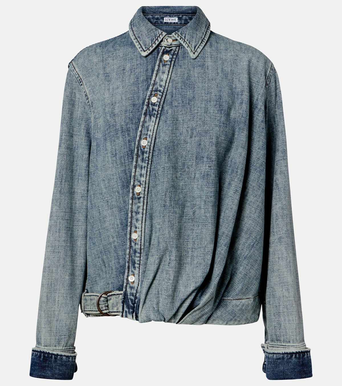 Loewe Draped belted denim shirt