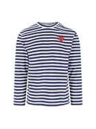 Comme des Garçons Play emblem Striped T-shirt With Rhinestones