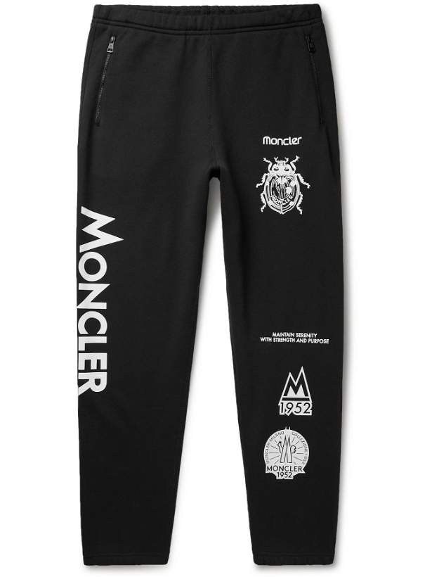 Photo: Moncler Genius - 2 Moncler 1952 Printed Cotton-Jersey Sweatpants - Black