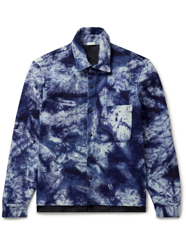 Photo: Post-Imperial - Ikeja Satin-Trimmed Tie-Dyed Cotton-Canvas Jacket - Blue