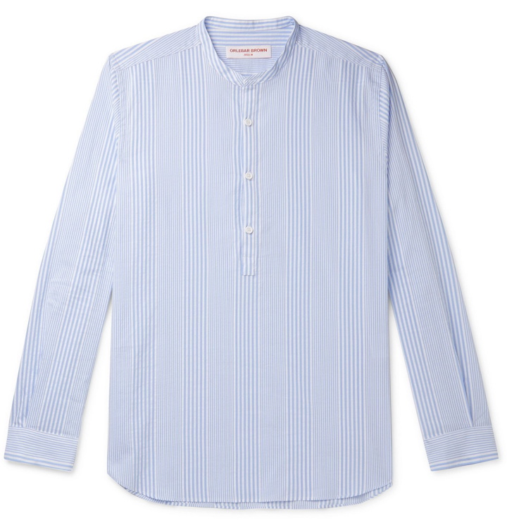 Photo: Orlebar Brown - Ridley Striped Cotton Half-Placket Shirt - Blue