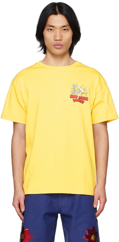 Photo: Sky High Farm Workwear Yellow 'Slippery When Wet' T-Shirt