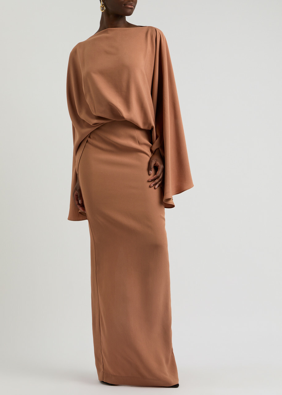 Taller Marmo Eolia Crepe de Chine Maxi Dress Light Brown Taller Marmo