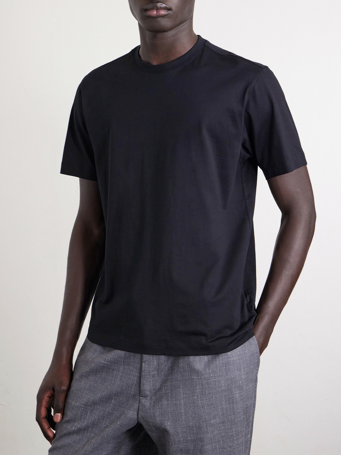 Slowear - Cotton and Silk-Blend Jersey T-Shirt - Black