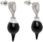 Ottolinger SSENSE Exclusive Silver & Black Pearl Drop Earrings