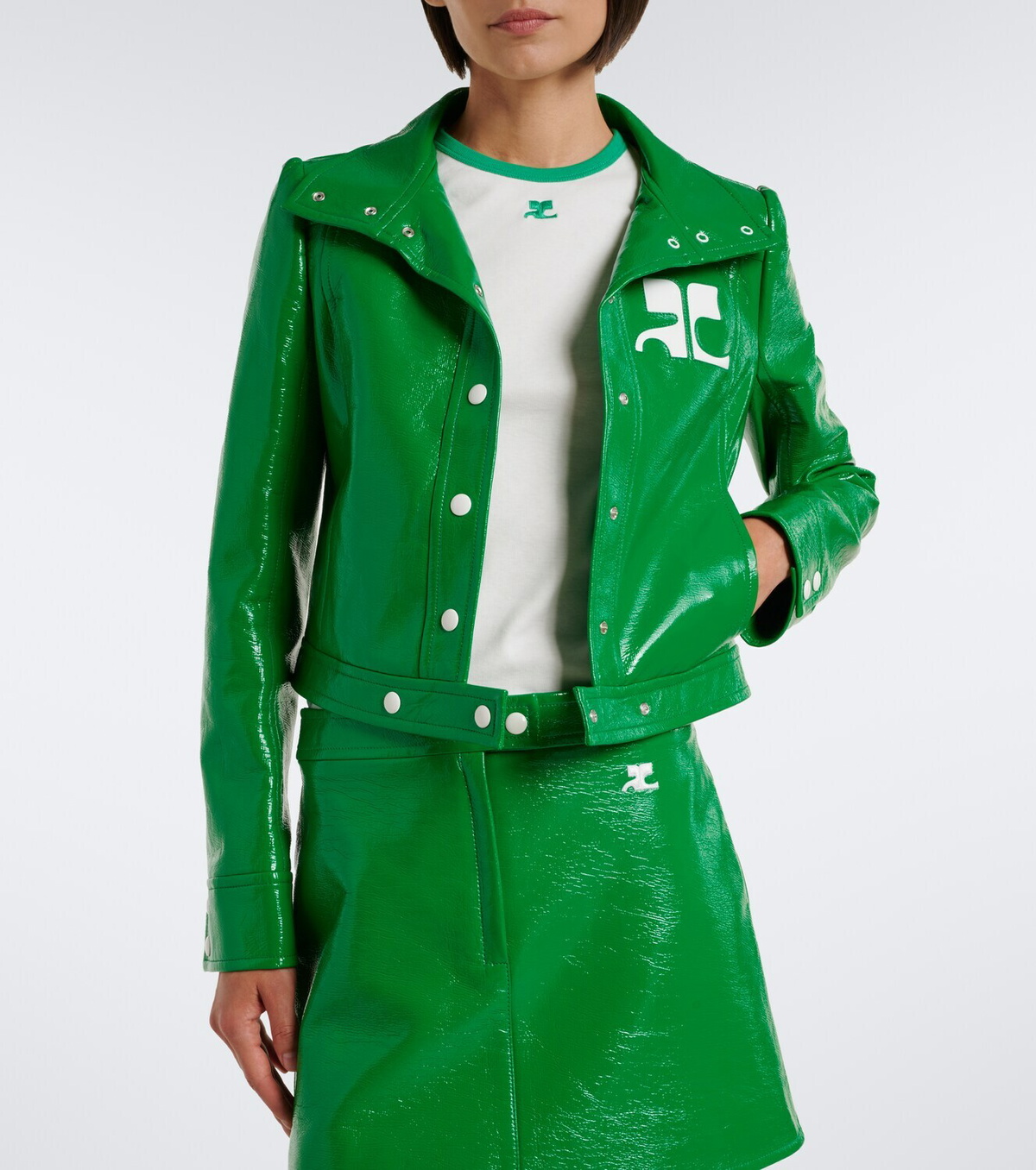 Courrèges Logo vinyl cropped jacket