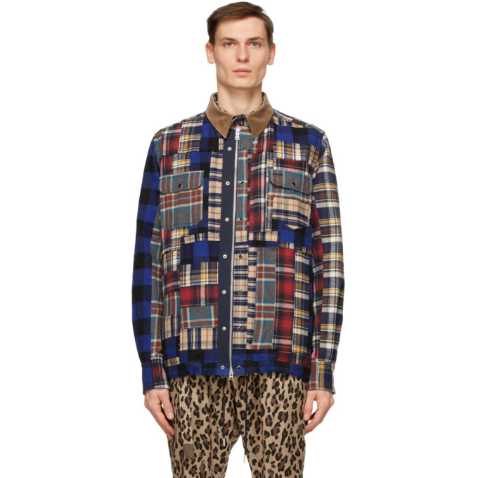 Photo: Sacai Multicolor Hank Willis Thomas Edition Flannel Mix Plaid Jacket