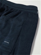 Paul Smith - Straight-Leg Webbing-Trimmed Cotton-Blend Terry Drawstring Shorts - Blue