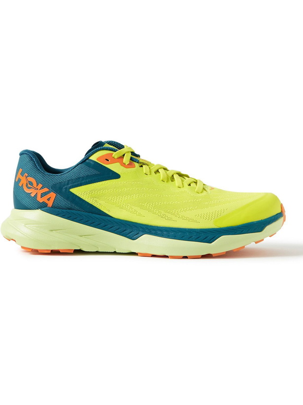 Photo: Hoka One One - Zinal Rubber-Trimmed Mesh Running Sneakers - Yellow