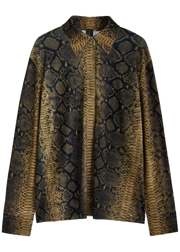 Photo: Norma Kamali Python-print Stretch-jersey Shirt Multicoloured