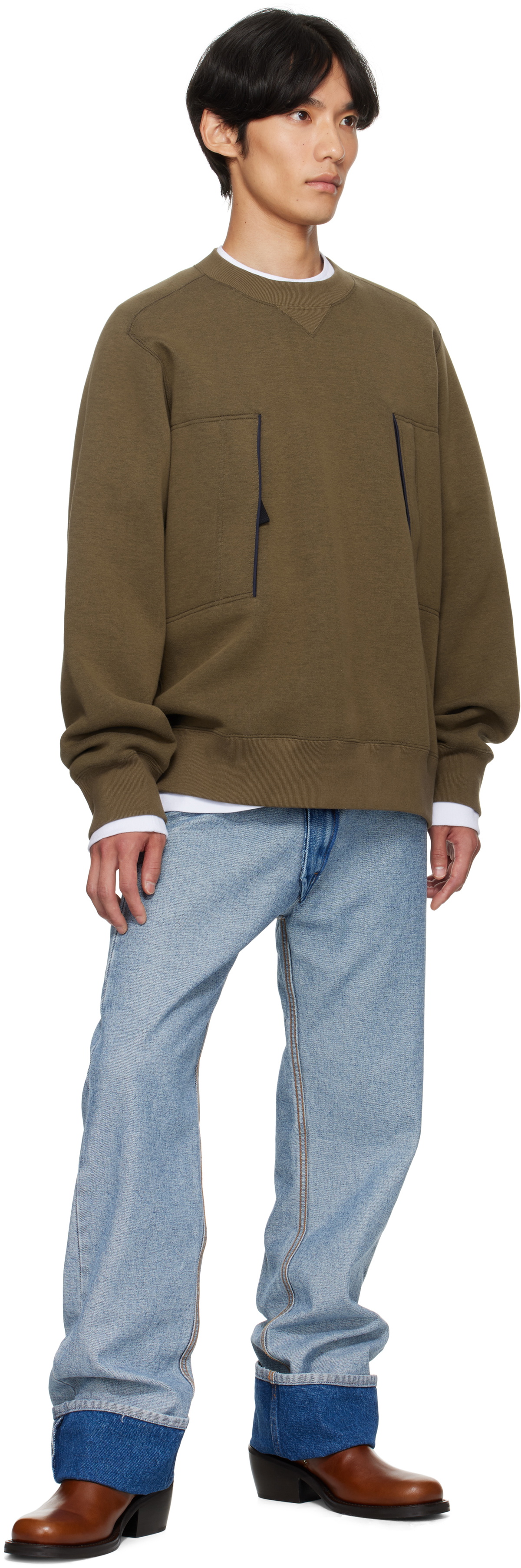 sacai Khaki Sponge Sweat Sweatshirt