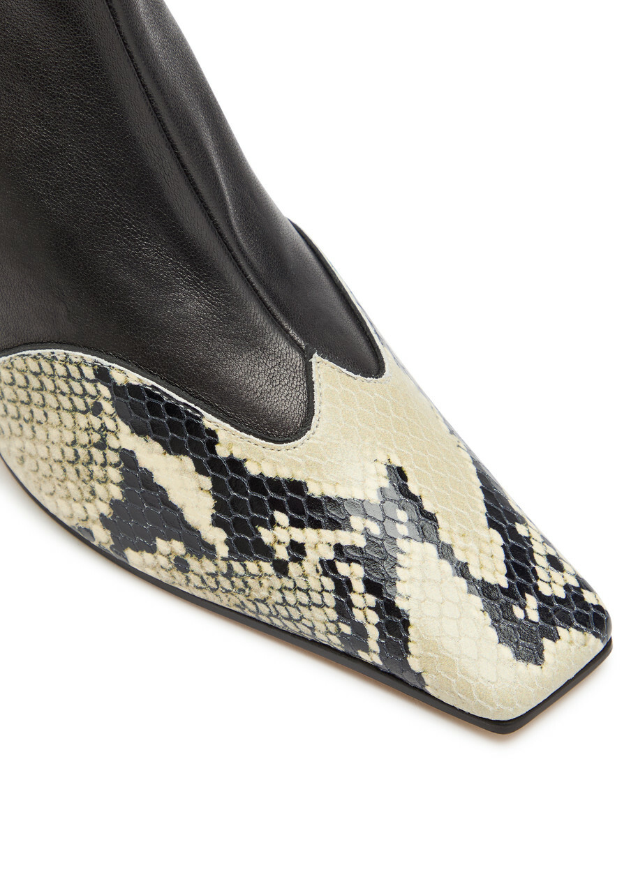 Khaite Nevada 85 Python-effect Leather Ankle Boots Black