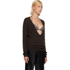 Rick Owens Brown Tower Extreme V-Neck Sweater
