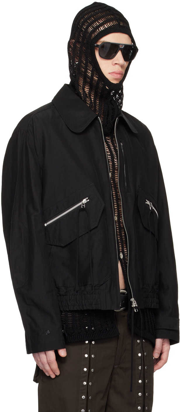 NVRFRGT Black Spread Collar Bomber Jacket