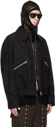 NVRFRGT Black Spread Collar Bomber Jacket