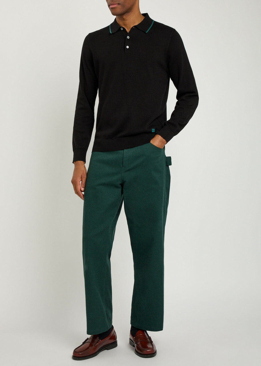 PS Paul Smith Logo-embroidered Cotton Polo Shirt Black