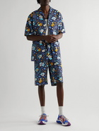 GUCCI - Straight-Leg Printed Cotton-Poplin Shorts - Blue