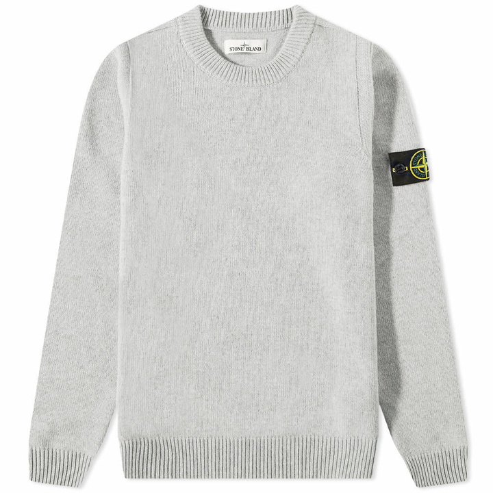 Photo: Stone Island Men's Lambswool Crew Neck Knit in Pearly Grey