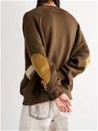 Acne Studios - Oversized Panelled Cotton-Blend Jersey and Faux Suede Sweatshirt - Brown