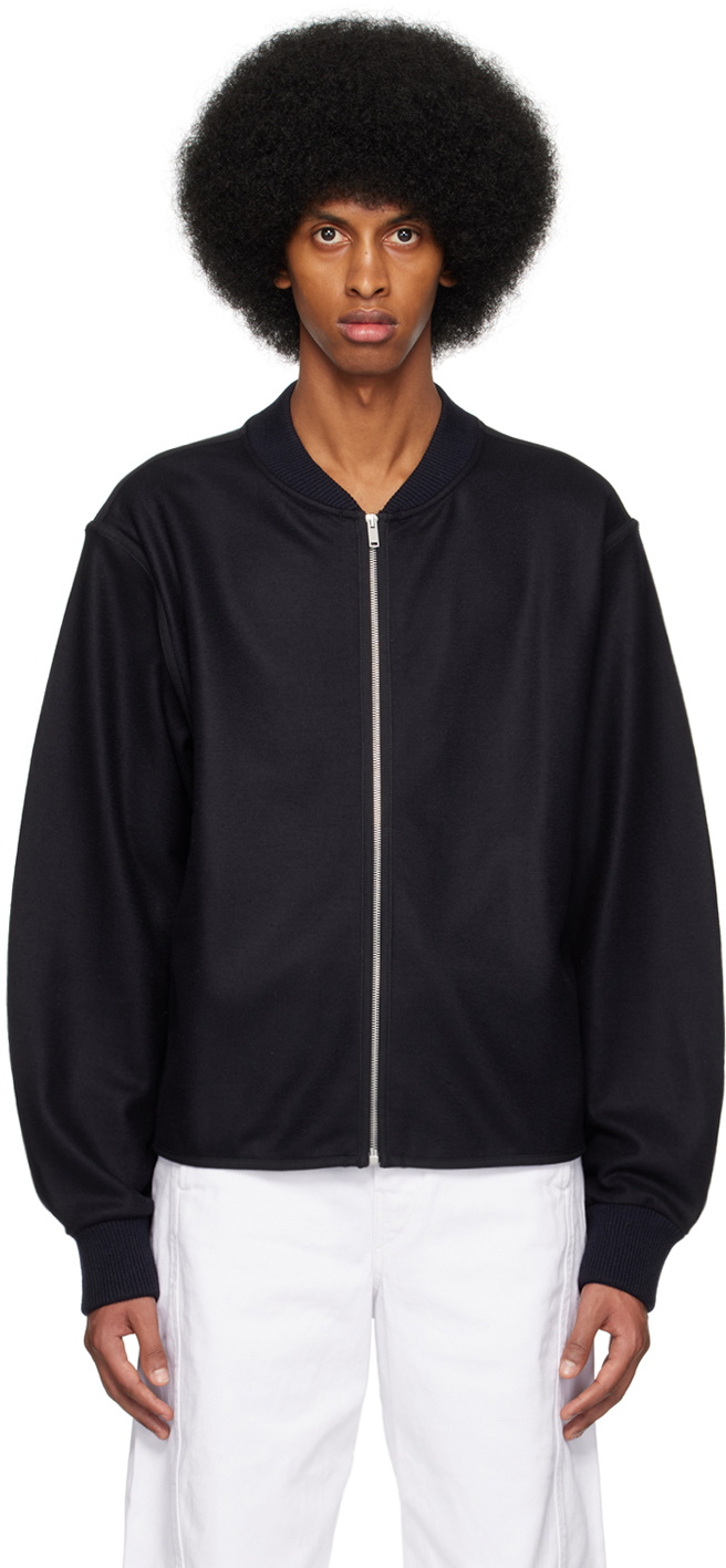 Jil Sander Navy Zip Bomber Jacket Jil Sander