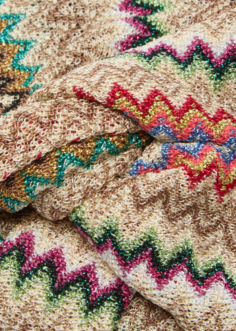 Missoni Metallic Zigzag-intarsia Knitted Head Wrap - Beige - One Size
