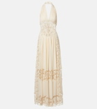 Elie Saab Georgette and macramé gown