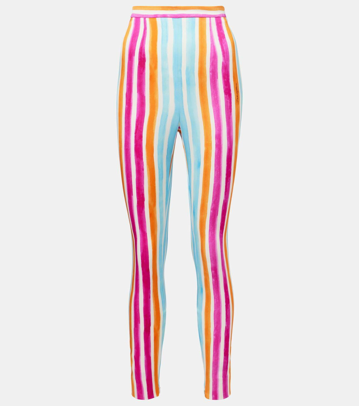 Dolce&Gabbana Striped silk-blend leggings