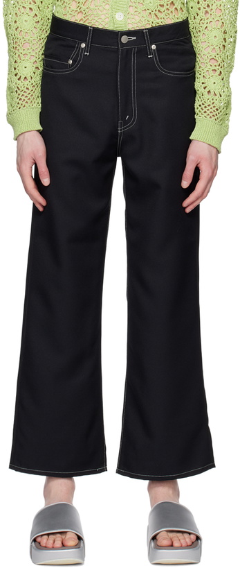 Photo: JieDa Black Loose-Fit Trousers