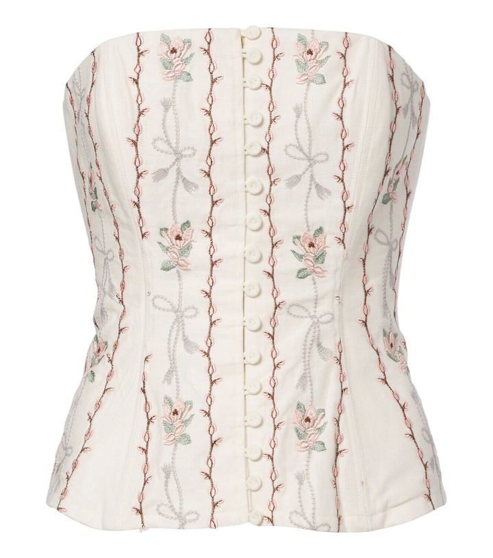 Photo: Agua by Agua Bendita Abelia floral embroidered linen corset