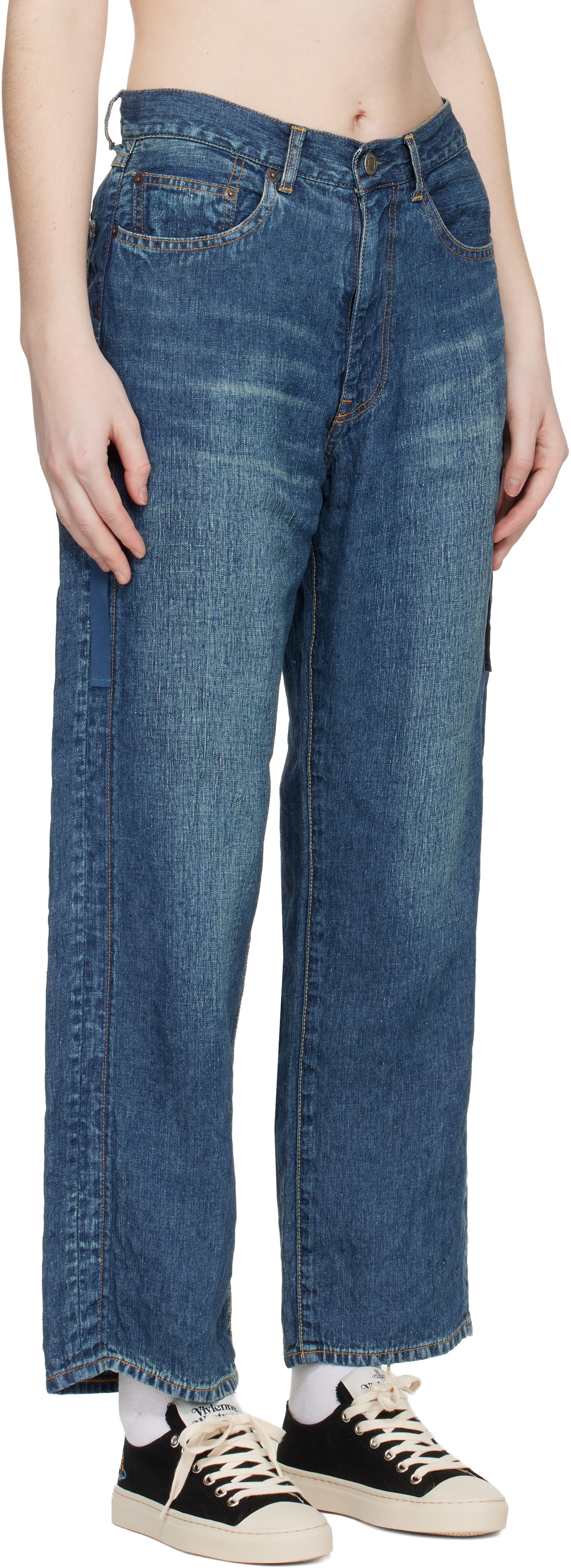 UNDERCOVER Blue Zipper Linen Jeans