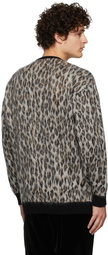 WACKO MARIA Beige Leopard Mohair 'Guilty Parties' Cardigan