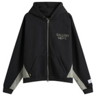 Gallery Dept Men's . Contrast Panel Zip Hoodie in Washed Black/Heather Grey