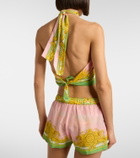 Versace Printed cotton and silk voile top