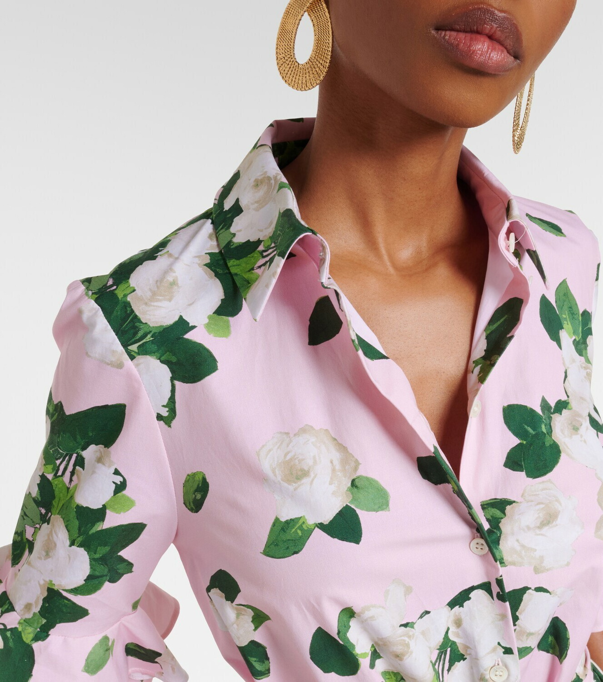 Carolina Herrera Belted floral cotton-blend shirt dress
