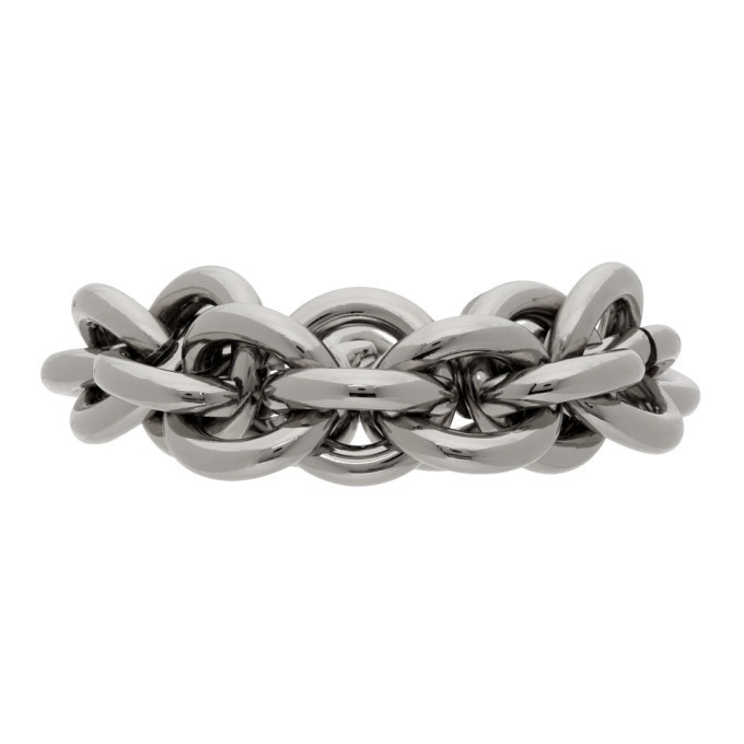 Photo: 1017 ALYX 9SM Silver Leather Details Chunky Chain Bracelet