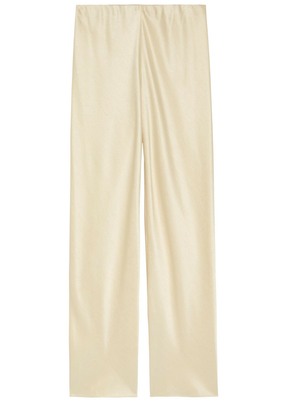 Vince Colette Wide-leg Satin Trousers Off White