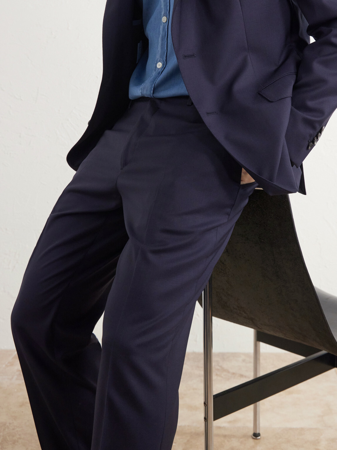 Boglioli - Straight-Leg Virgin Wool Trousers - Blue
