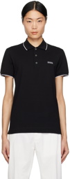 ZEGNA Black Embroidered Polo Shirt