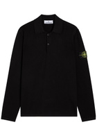 Stone Island Knit Cotton Polo Shirt Black