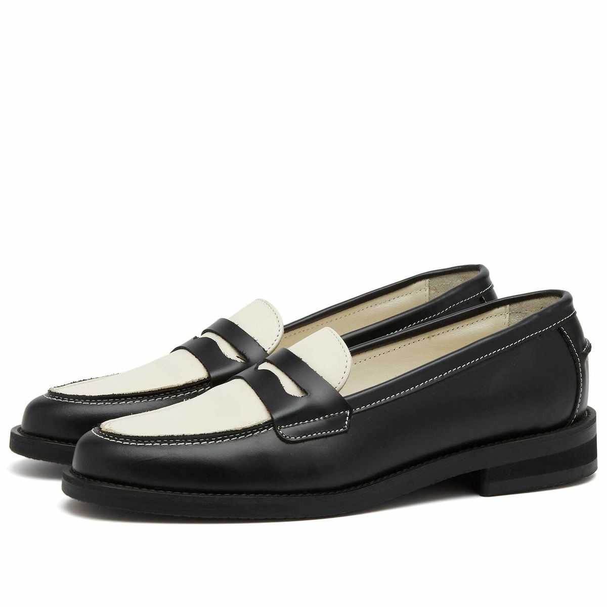 Duke + Dexter Women's Wilde Black X White Penny Loafer in Multi