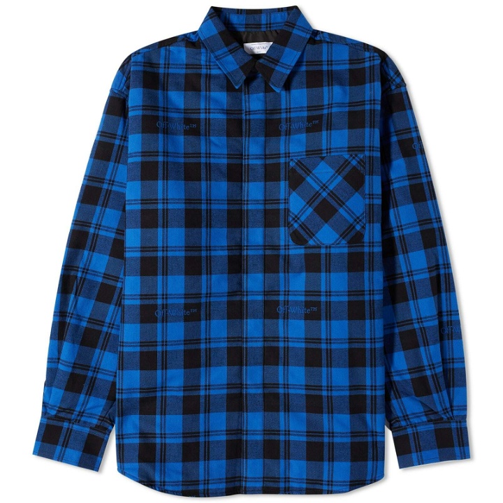 Photo: Off-White Men's Checked Flannel Overshirt in Blue
