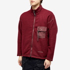 And Wander Men's Re Wool Jacquard Zip Fleece Jacket in Bordeaux