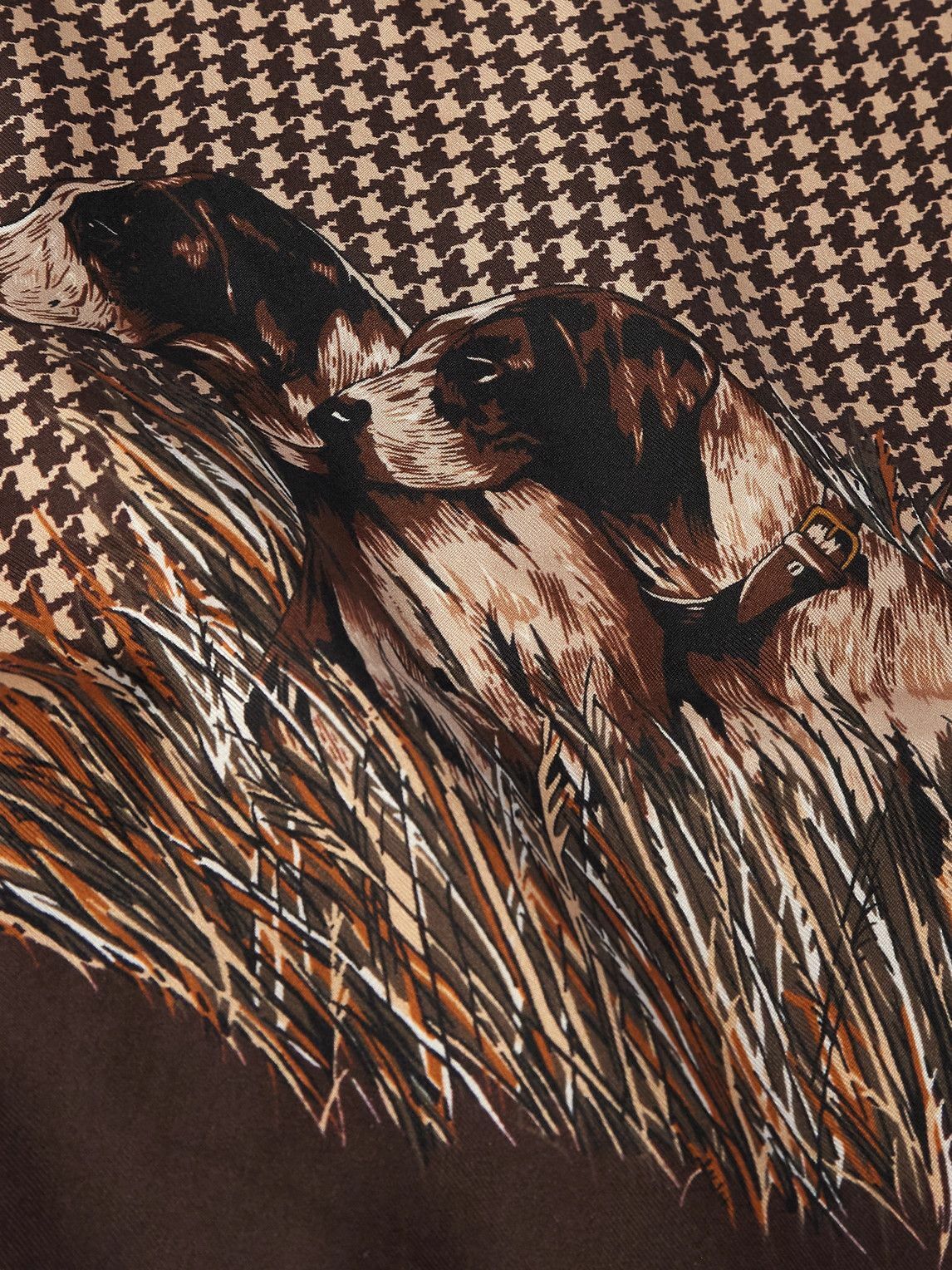 Polo Ralph Lauren - Fringed Printed Houndstooth Silk-Twill Scarf