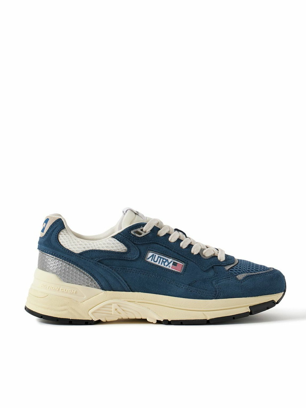 Photo: Autry - Hyperway Leather-Trimmed Suede and Mesh Sneakers - Blue