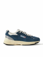 Autry - Hyperway Leather-Trimmed Suede and Mesh Sneakers - Blue